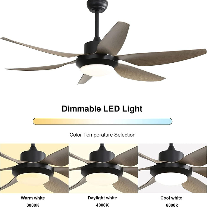 52 in. Wood Ceiling Fan NO Light, 3 Blades Ceiling Fan with Remote, Quiet Energy Efficient Ceiling Fans-25-ErisView