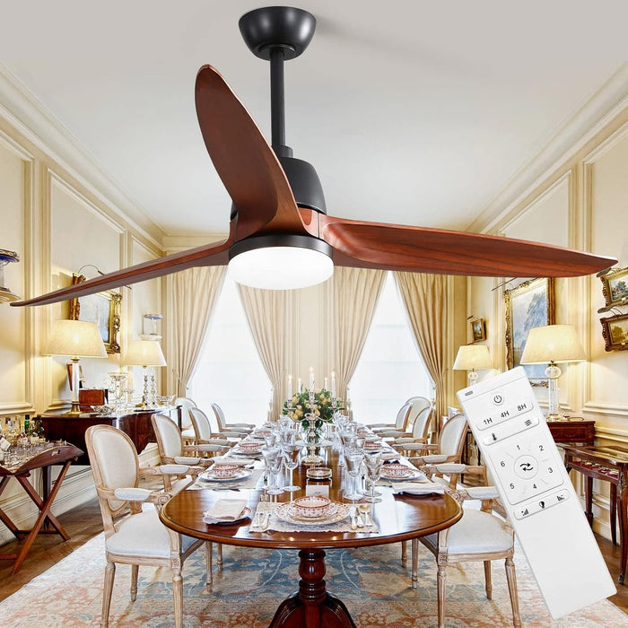 52 in. Wood Ceiling Fan NO Light, 3 Blades Ceiling Fan with Remote, Quiet Energy Efficient Ceiling Fans-37-ErisView