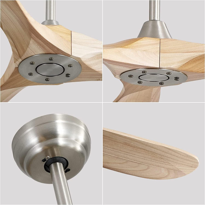 52 in. Wood Ceiling Fan NO Light, 3 Blades Ceiling Fan with Remote, Quiet Energy Efficient Ceiling Fans-43-ErisView