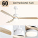 52 in. Wood Ceiling Fan NO Light, 3 Blades Ceiling Fan with Remote, Quiet Energy Efficient Ceiling Fans-46-ErisView