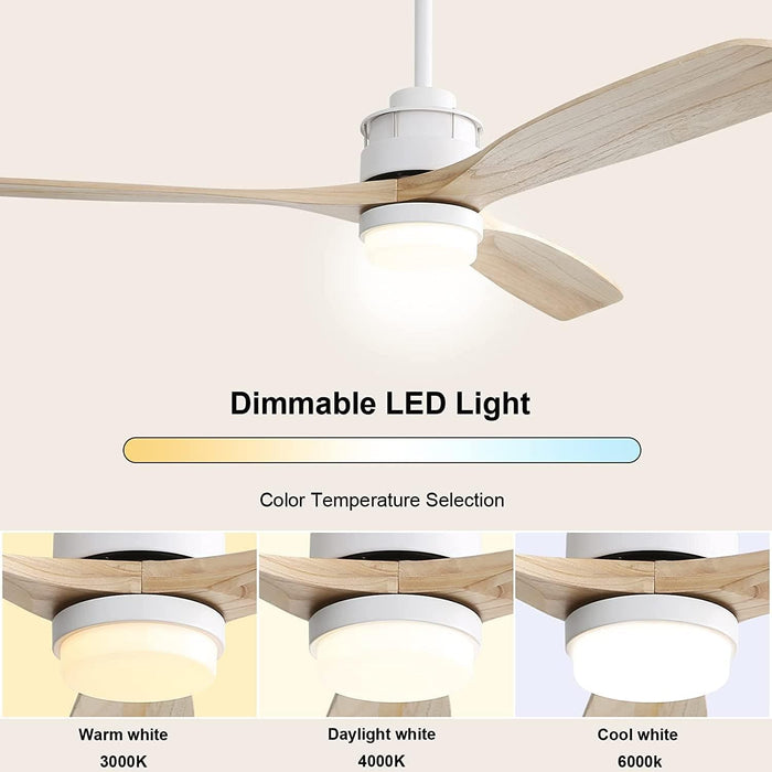 52 in. Wood Ceiling Fan NO Light, 3 Blades Ceiling Fan with Remote, Quiet Energy Efficient Ceiling Fans-47-ErisView