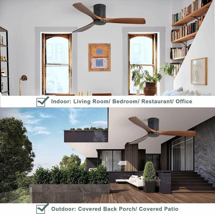 52 in. Wood Ceiling Fan NO Light, 3 Blades Ceiling Fan with Remote, Quiet Energy Efficient Ceiling Fans-4-ErisView