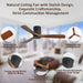 52 in. Wood Ceiling Fan NO Light, 3 Blades Ceiling Fan with Remote, Quiet Energy Efficient Ceiling Fans-6-ErisView