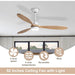 52 in. Wood Ceiling Fan with Light Remote Control, Indoor Outdoor Ceiling Fans with Light, Low Profile Ceiling Fan Light -2-ErisView