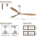 52 in. Wood Ceiling Fan with Light Remote Control, Indoor Outdoor Ceiling Fans with Light, Low Profile Ceiling Fan Light -3-ErisView