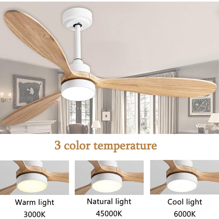 52 in. Wood Ceiling Fan with Light Remote Control, Indoor Outdoor Ceiling Fans with Light, Low Profile Ceiling Fan Light -5-ErisView