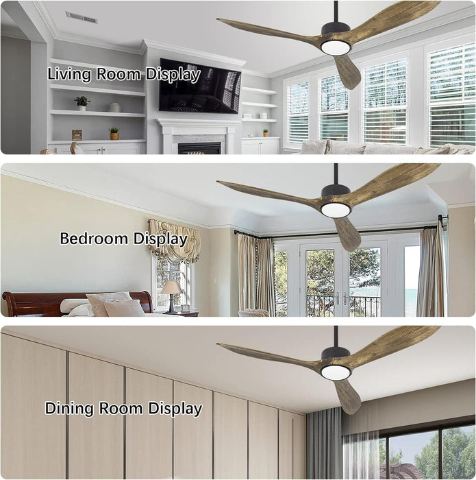52 in. Wood Ceiling Fan with Light and Remote, 3 Blade Reversible DC Ceiling Fan, Outdoor Ceiling Fan for Patio, Indoor Farmhouse Ceiling Fan for Bedroom-6-ErisView