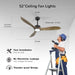 52 in. Wood Ceiling Fan with Light and Remote, 3 Blade Reversible DC Ceiling Fan, Outdoor Ceiling Fan for Patio, Indoor Farmhouse Ceiling Fan for Bedroom-7-ErisView