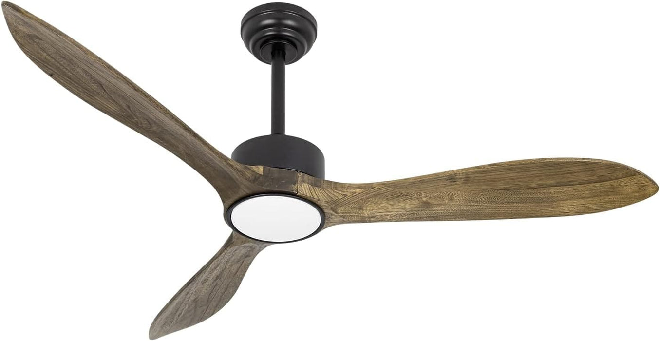 52 in. Wood Ceiling Fan with Light and Remote, 3 Blade Reversible DC Ceiling Fan, Outdoor Ceiling Fan for Patio, Indoor Farmhouse Ceiling Fan for Bedroom-1-ErisView