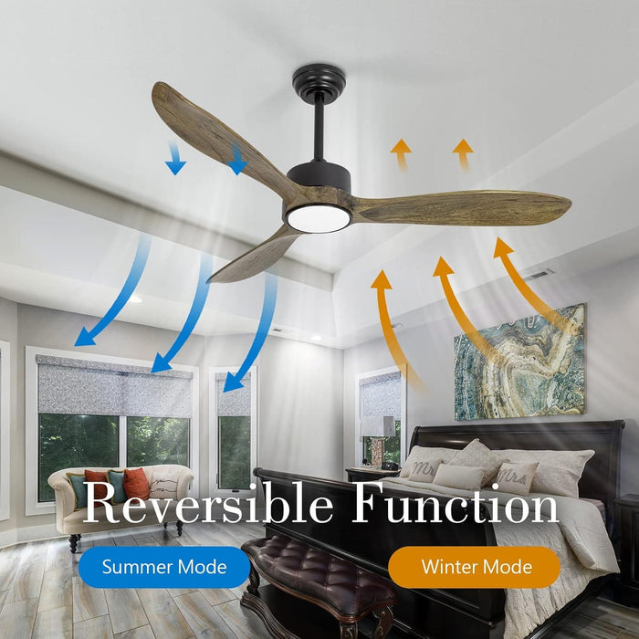 52 in. Wood Ceiling Fan with Light and Remote,Beautiful Ceiling Fans,, LED Dimmable Wood Blade Ceiling Fan-2-ErisView