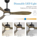 52 in. Wood Ceiling Fan with Light and Remote,Beautiful Ceiling Fans,, LED Dimmable Wood Blade Ceiling Fan-3-ErisView