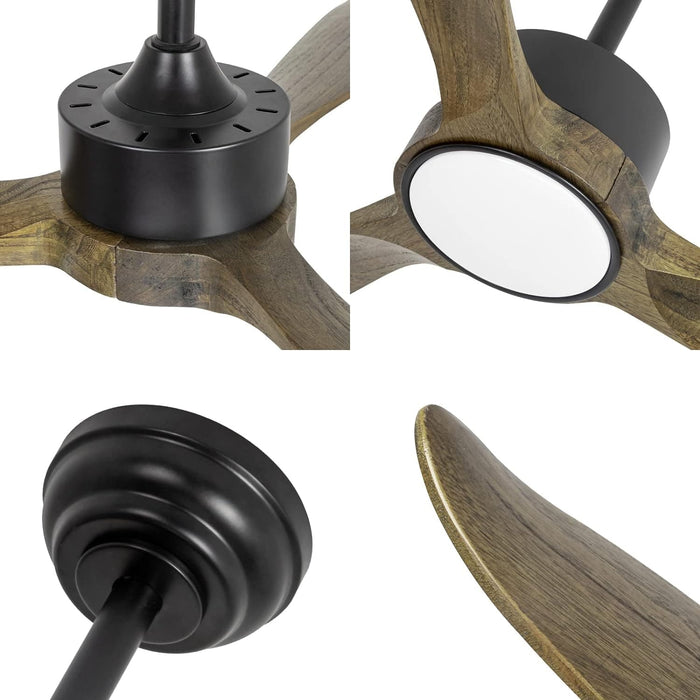52 in. Wood Ceiling Fan with Light and Remote,Beautiful Ceiling Fans,, LED Dimmable Wood Blade Ceiling Fan-5-ErisView