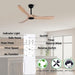 52 in. Wood Ceiling Fan with Remote, 3 Blade Ceiling Fans without Lights for Indoor Outdoor Use, Modern Silent Outdoor Ceiling Fan-4-ErisView