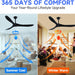 52 in. Wood Ceiling Fan with Remote, 3 Blade Ceiling Fans without Lights for Indoor Outdoor Use, Modern Silent Outdoor Ceiling Fan-9-ErisView