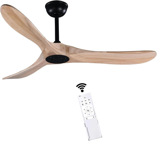 52 in. Wood Ceiling Fan with Remote, 3 Blade Ceiling Fans without Lights for Indoor Outdoor Use, Modern Silent Outdoor Ceiling Fan-1-ErisView