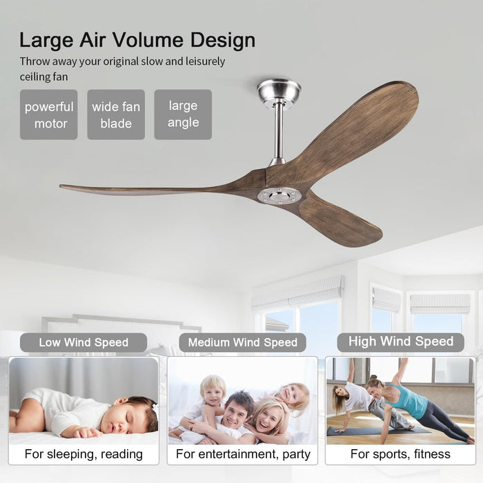 52 in. Wood Ceiling Fan with Remote for Living Room, Walnut Ceiling Fans without Lights, Outdoor Fan for Porch Patio, Ceiling Fan for Sloped Ceiling-11-ErisView