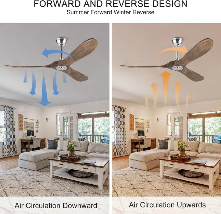 52 in. Wood Ceiling Fan with Remote for Living Room, Walnut Ceiling Fans without Lights, Outdoor Fan for Porch Patio, Ceiling Fan for Sloped Ceiling-12-ErisView