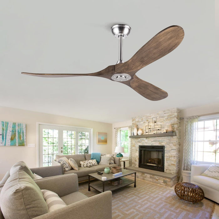 52 in. Wood Ceiling Fan with Remote for Living Room, Walnut Ceiling Fans without Lights, Outdoor Fan for Porch Patio, Ceiling Fan for Sloped Ceiling-13-ErisView