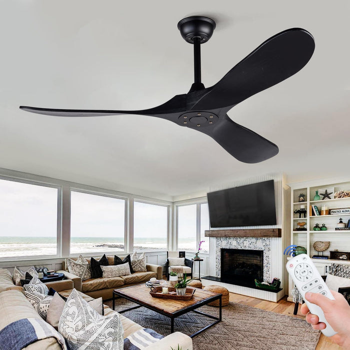 52 in. Wood Ceiling Fan with Remote for Living Room, Walnut Ceiling Fans without Lights, Outdoor Fan for Porch Patio, Ceiling Fan for Sloped Ceiling-14-ErisView