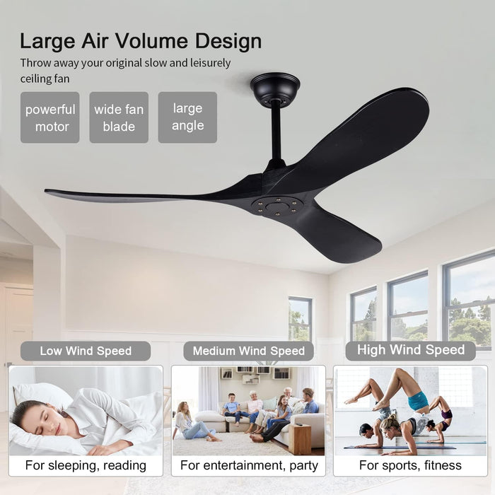 52 in. Wood Ceiling Fan with Remote for Living Room, Walnut Ceiling Fans without Lights, Outdoor Fan for Porch Patio, Ceiling Fan for Sloped Ceiling-16-ErisView