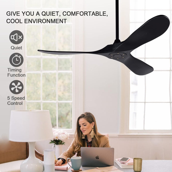 52 in. Wood Ceiling Fan with Remote for Living Room, Walnut Ceiling Fans without Lights, Outdoor Fan for Porch Patio, Ceiling Fan for Sloped Ceiling-17-ErisView