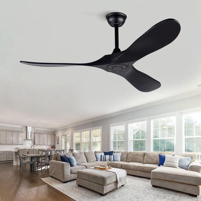 52 in. Wood Ceiling Fan with Remote for Living Room, Walnut Ceiling Fans without Lights, Outdoor Fan for Porch Patio, Ceiling Fan for Sloped Ceiling-20-ErisView