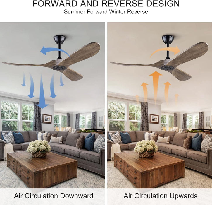 52 in. Wood Ceiling Fan with Remote for Living Room, Walnut Ceiling Fans without Lights, Outdoor Fan for Porch Patio, Ceiling Fan for Sloped Ceiling-26-ErisView