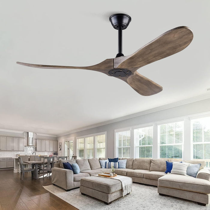 52 in. Wood Ceiling Fan with Remote for Living Room, Walnut Ceiling Fans without Lights, Outdoor Fan for Porch Patio, Ceiling Fan for Sloped Ceiling-27-ErisView