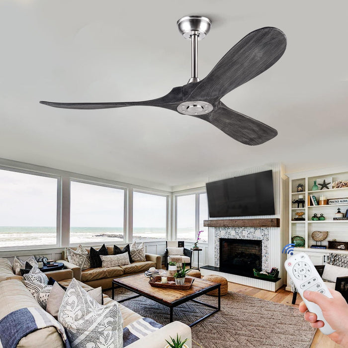 52 in. Wood Ceiling Fan with Remote for Living Room, Walnut Ceiling Fans without Lights, Outdoor Fan for Porch Patio, Ceiling Fan for Sloped Ceiling-35-ErisView