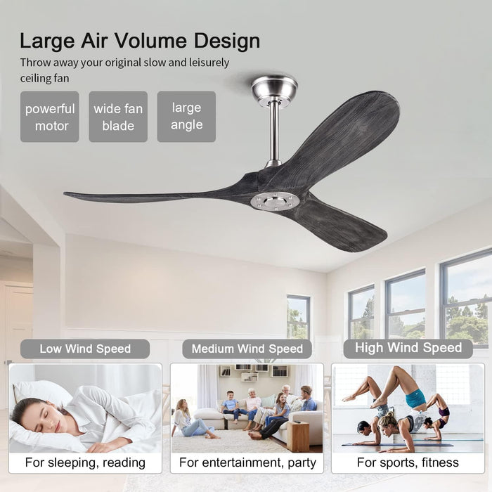 52 in. Wood Ceiling Fan with Remote for Living Room, Walnut Ceiling Fans without Lights, Outdoor Fan for Porch Patio, Ceiling Fan for Sloped Ceiling-37-ErisView