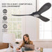 52 in. Wood Ceiling Fan with Remote for Living Room, Walnut Ceiling Fans without Lights, Outdoor Fan for Porch Patio, Ceiling Fan for Sloped Ceiling-38-ErisView