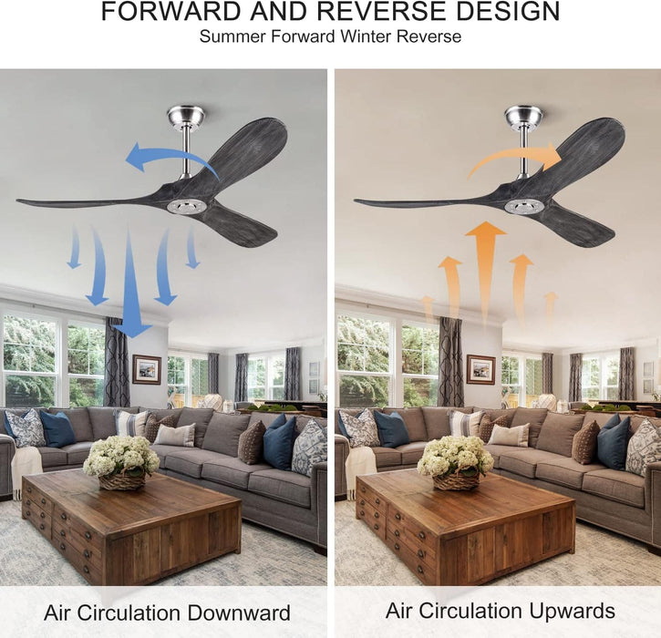 52 in. Wood Ceiling Fan with Remote for Living Room, Walnut Ceiling Fans without Lights, Outdoor Fan for Porch Patio, Ceiling Fan for Sloped Ceiling-40-ErisView