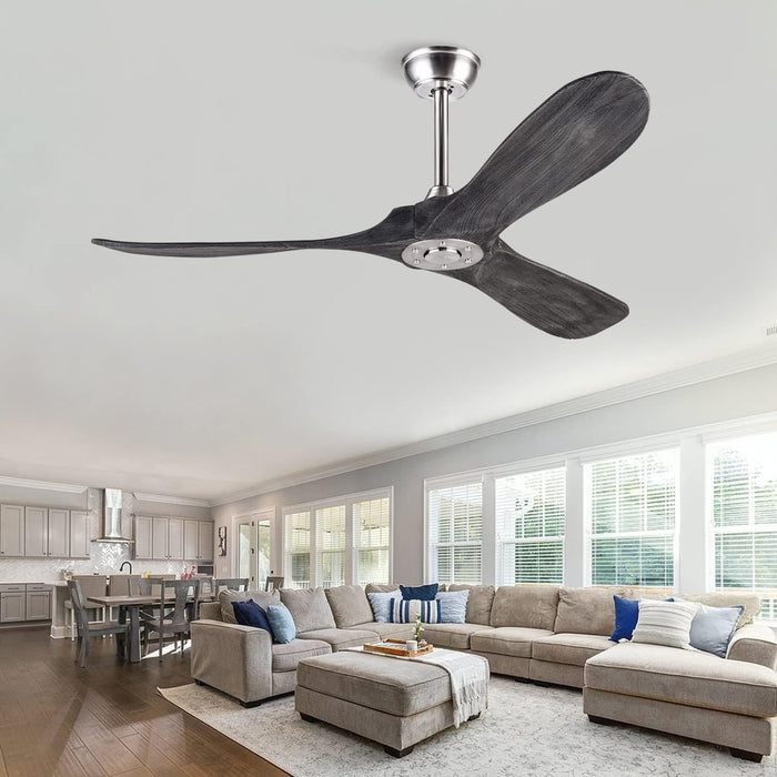 52 in. Wood Ceiling Fan with Remote for Living Room, Walnut Ceiling Fans without Lights, Outdoor Fan for Porch Patio, Ceiling Fan for Sloped Ceiling-41-ErisView