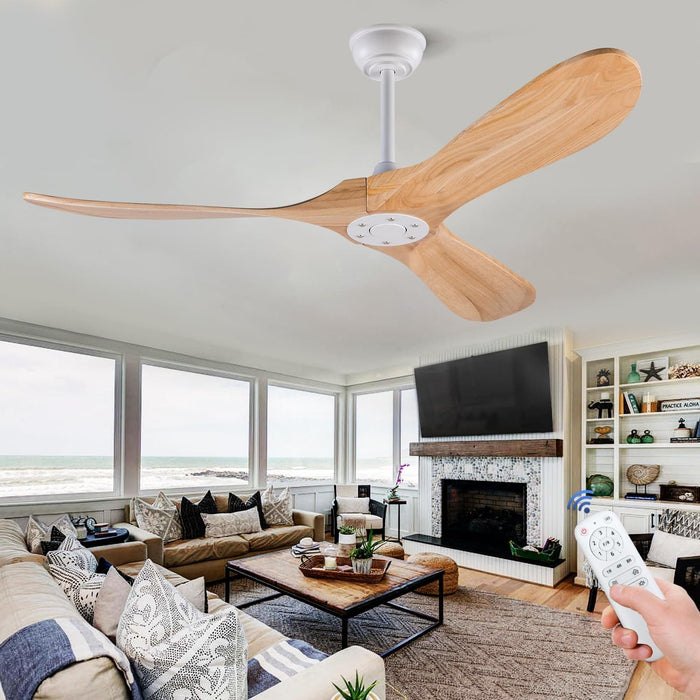 52 in. Wood Ceiling Fan with Remote for Living Room, Walnut Ceiling Fans without Lights, Outdoor Fan for Porch Patio, Ceiling Fan for Sloped Ceiling-42-ErisView