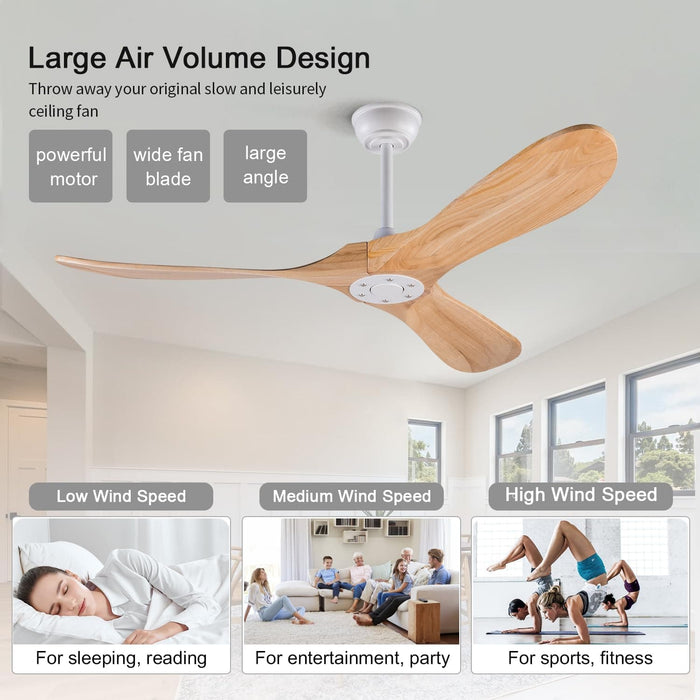 52 in. Wood Ceiling Fan with Remote for Living Room, Walnut Ceiling Fans without Lights, Outdoor Fan for Porch Patio, Ceiling Fan for Sloped Ceiling-44-ErisView
