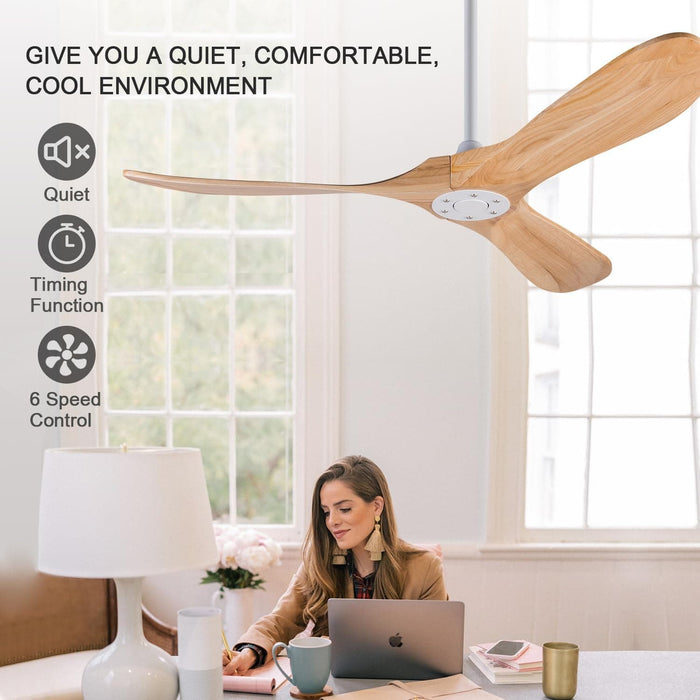52 in. Wood Ceiling Fan with Remote for Living Room, Walnut Ceiling Fans without Lights, Outdoor Fan for Porch Patio, Ceiling Fan for Sloped Ceiling-45-ErisView