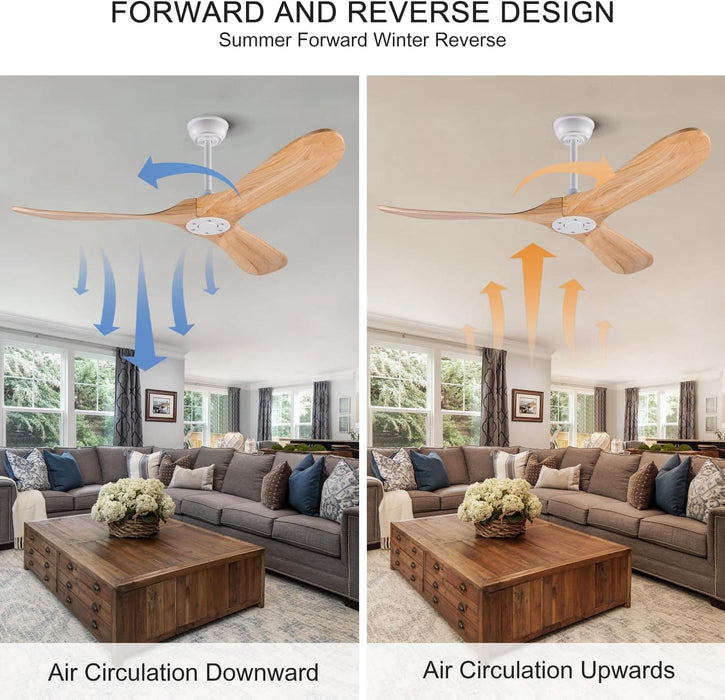 52 in. Wood Ceiling Fan with Remote for Living Room, Walnut Ceiling Fans without Lights, Outdoor Fan for Porch Patio, Ceiling Fan for Sloped Ceiling-46-ErisView