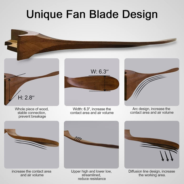 52 in. Wood Ceiling Fan with Remote for Living Room, Walnut Ceiling Fans without Lights, Outdoor Fan for Porch Patio, Ceiling Fan for Sloped Ceiling-5-ErisView