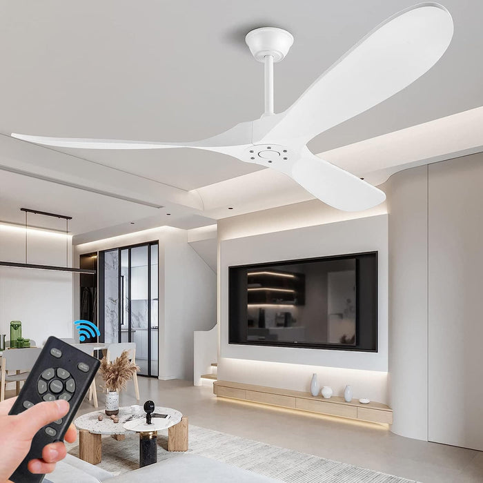 52 in. Wood Ceiling Fan without Lights, 3 Blade Ceiling Fan with Remote Control, Indoor Outdoor Ceiling Fan for Patio Bedroom Living Room-15-ErisView