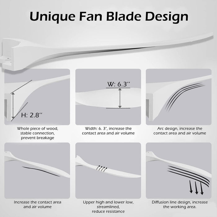 52 in. Wood Ceiling Fan without Lights, 3 Blade Ceiling Fan with Remote Control, Indoor Outdoor Ceiling Fan for Patio Bedroom Living Room-6-ErisView