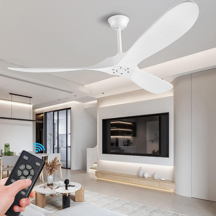 52 in. Wood Ceiling Fan without Lights, 3 Blade Ceiling Fan with Remote Control, Indoor Outdoor Ceiling Fan for Patio Bedroom Living Room-8-ErisView