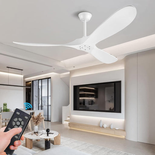 52 in. Wood Ceiling Fan without Lights, 3 Blade Ceiling Fan with Remote Control, Indoor Outdoor Ceiling Fan for Patio Bedroom Living Room-1-ErisView