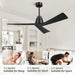 52 in. Wood Ceiling Fans without Lights, 3 Blade Ceiling Fan NO Light, Farmhouse Outdoor Ceiling Fans with Remote for Patio -11-ErisView