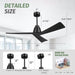 52 in. Wood Ceiling Fans without Lights, 3 Blade Ceiling Fan NO Light, Farmhouse Outdoor Ceiling Fans with Remote for Patio -13-ErisView