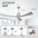 52 in. Wood Ceiling Fans without Lights, 3 Blade Ceiling Fan NO Light, Farmhouse Outdoor Ceiling Fans with Remote for Patio -19-ErisView