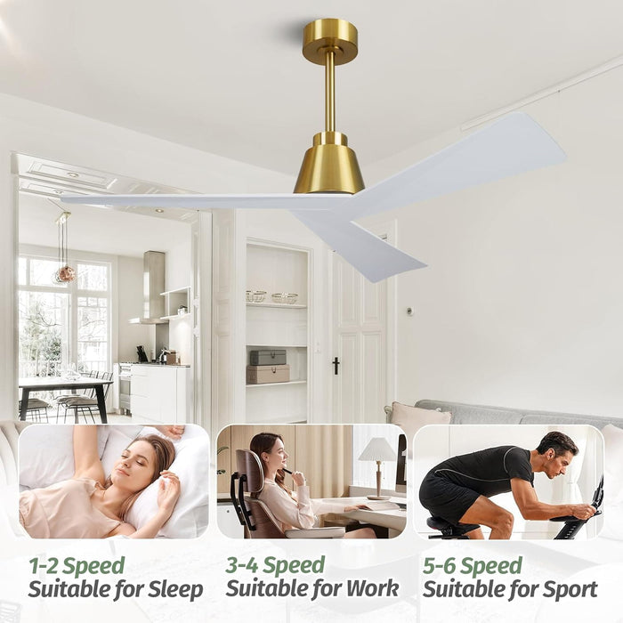 52 in. Wood Ceiling Fans without Lights, 3 Blade Ceiling Fan NO Light, Farmhouse Outdoor Ceiling Fans with Remote for Patio -39-ErisView