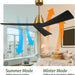52 in. Wood Ceiling Fans without Lights, 3 Blade Ceiling Fan NO Light, Farmhouse Outdoor Ceiling Fans with Remote for Patio -48-ErisView
