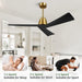 52 in. Wood Ceiling Fans without Lights, 3 Blade Ceiling Fan NO Light, Farmhouse Outdoor Ceiling Fans with Remote for Patio -50-ErisView