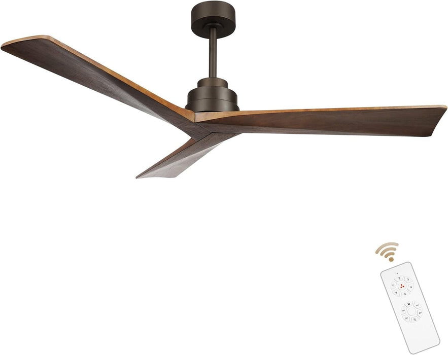 52 in. Wood Ceiling Fans without Lights, 3 Blade Ceiling Fan NO Light, Farmhouse Outdoor Ceiling Fans with Remote for Patio -53-ErisView