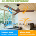 52 in. Wood Ceiling Fans without Lights, 3 Blade Ceiling Fan NO Light, Farmhouse Outdoor Ceiling Fans with Remote for Patio -54-ErisView